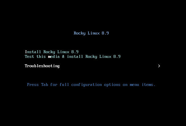 Rocky Linux installation splash screen