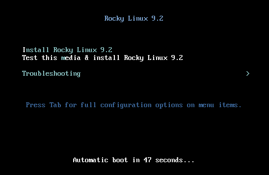 Rocky Linux 설치 시작 화면